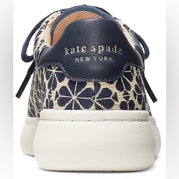 ♥️♠️♥️ Kate Spade Flower Jacquard Keswick Sneakers Navy blue, size 7 ♥️♠️♥️ - Picture 6 of 10
